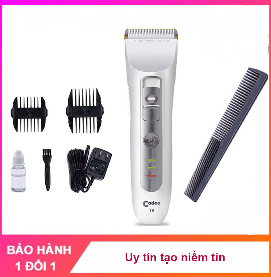 Tông Đơ Cắt Tóc Nổi Tiếng Hàn Quốc Codos T9 Lưỡi Sứ Cực Êm TẶNG Lược Cắt tóc