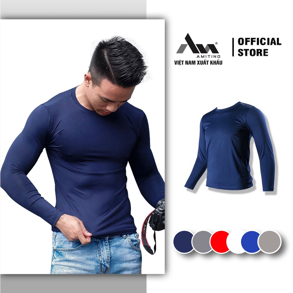 Áo legging áo giữ nhiệt thể thao Amitino Áo thể thao nam dày tay