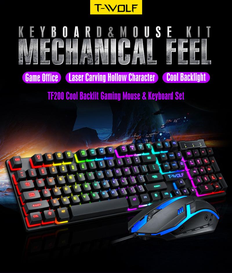 Bộ bàn phím và chuột chuyên game twolf tf200 rainbow có led cổng usb chơi game cực đỉnh combo chuột phím game bán chạy