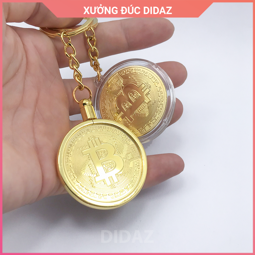 Móc Treo Chìa Khóa xe máy, ô tô, xe hơi Bitcoin đẹp sáng kim loại mạ vàng 24k, bền bỉ, chắc chắn MK01