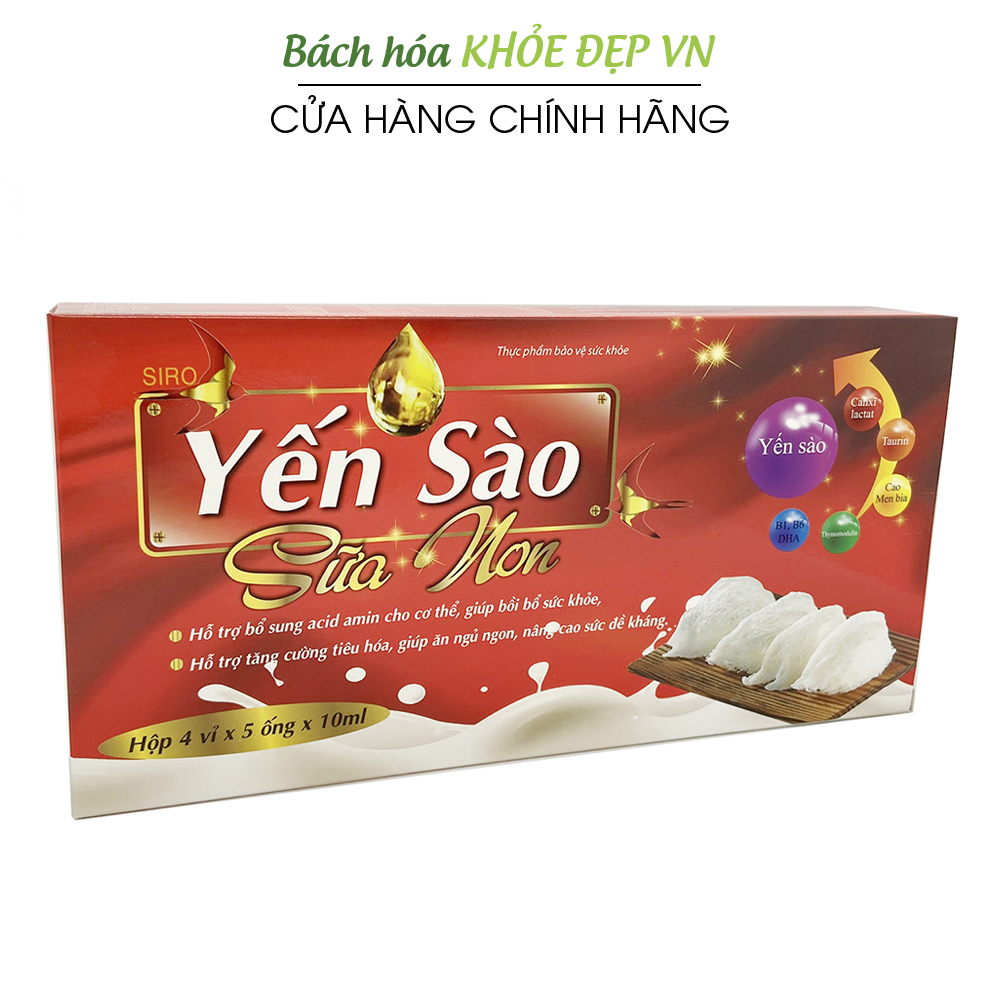 Siro Yến Sào Sữa Non giúp ăn ngủ ngon, tiếu hóa tốt, tăng đề kháng cho trẻ từ 6 tháng tuổi - Hộp 20 ống