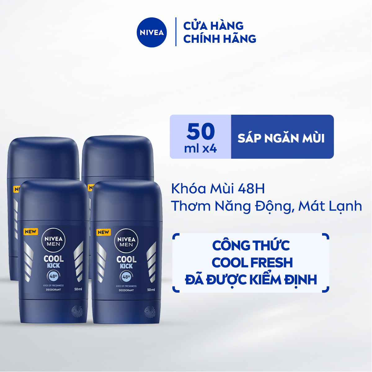 Bộ 4 sáp khử mùi nivea men cool kick mát lạnh - 83139