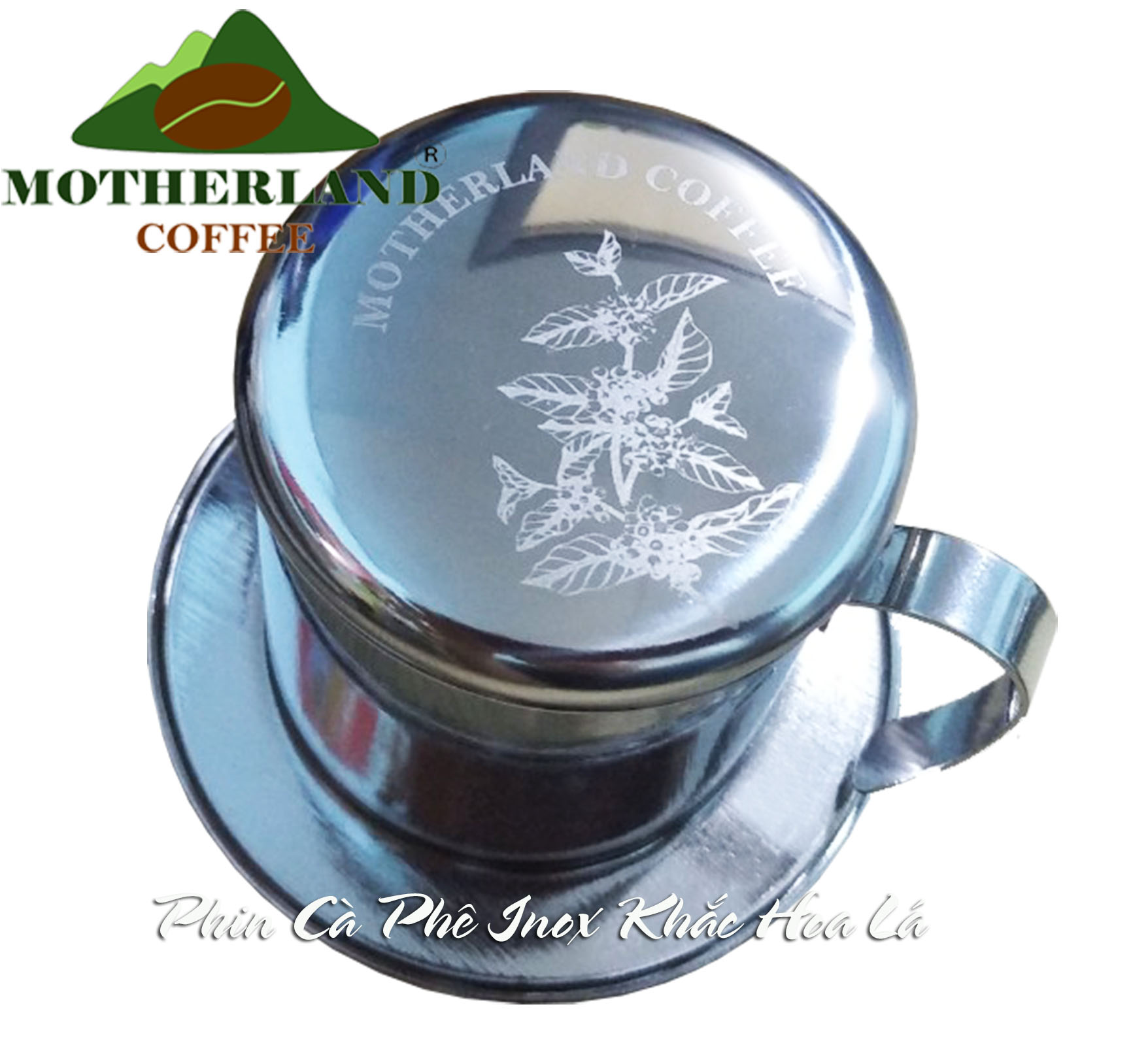 Phin pha cafe inox khắc hình cây cà phê