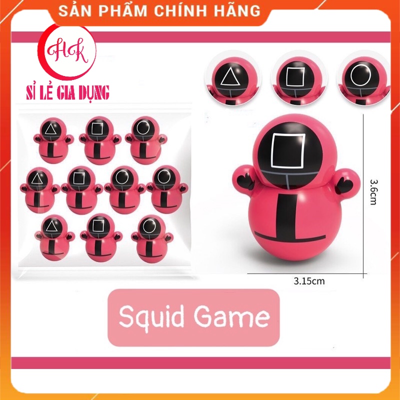 Set 10 Đồ chơi lật đật mini squid game, lật đật doraemon cho bé siêu dễ thương