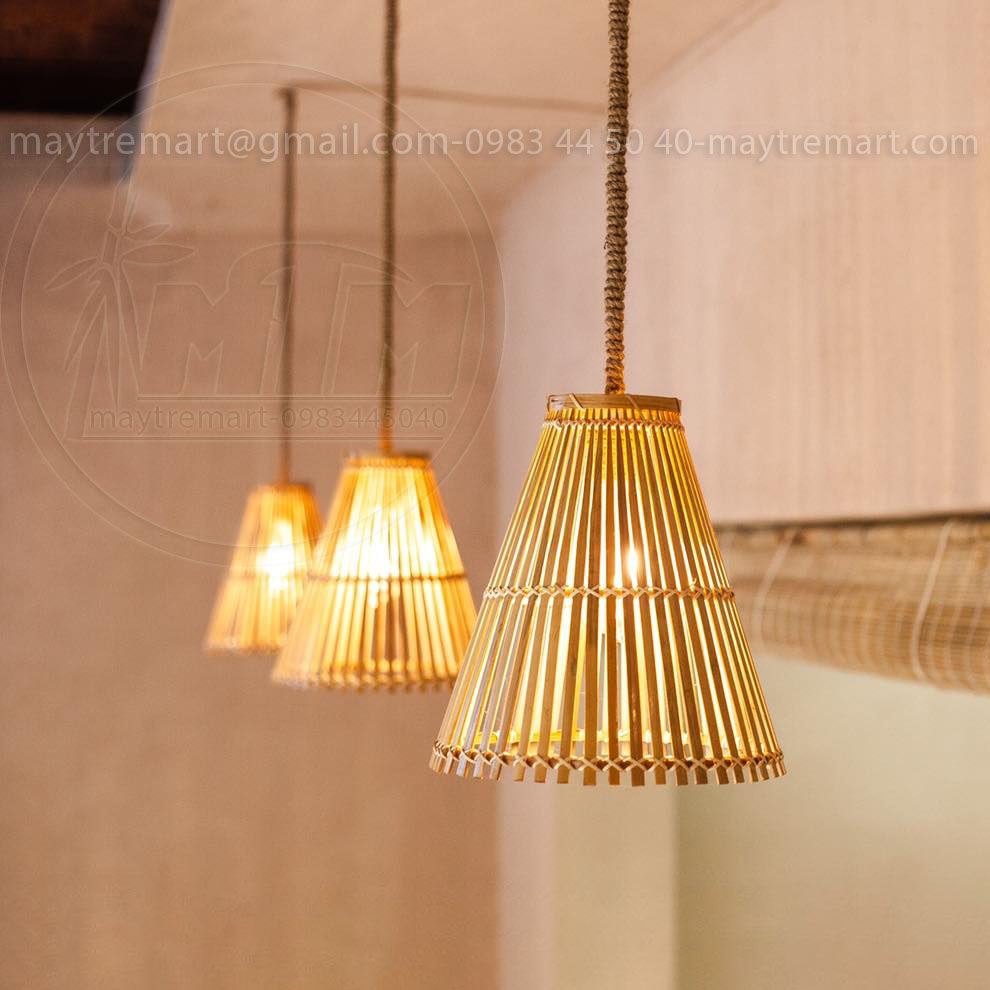 Đèn tre nơm xòe mtdt22 - đèn mây tre, đèn trang trí, đèn treo thả