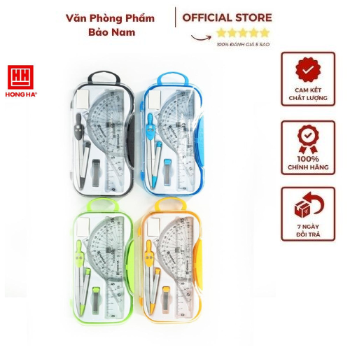 Bộ dụng cụ học tập Hồng Hà SM02 - Compa kèm eke thước kẻ