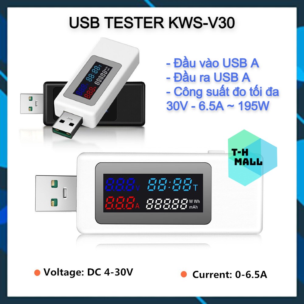 Usb tester / thiết bị đo test dòng điện điện áp màn hình màu kws-v30 keweisi v30 1902c mx18