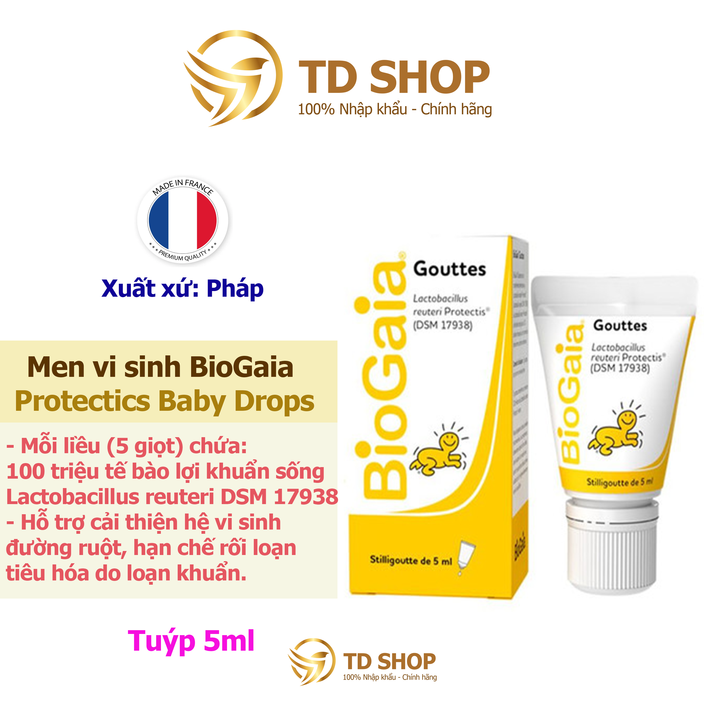 Biogaia protectis baby drops - men vi sinh cho bé dạng tuýp - td shop