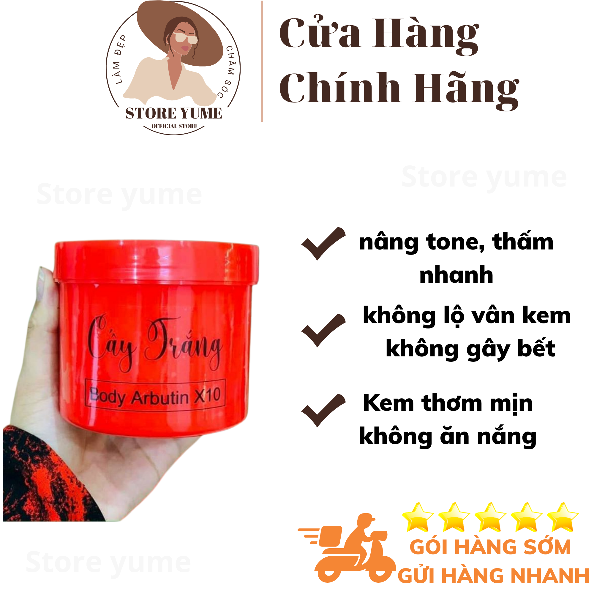 Kem Cấy kích Trắng Arbutin x10 HÀNG XỊN -cấy trắng arbutinx10 500gr tặng kèm muỗng trộn kem sản phẩm cho spa dưỡng da
