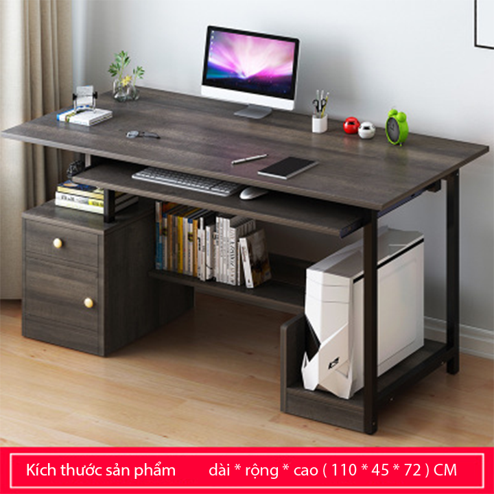 Bàn làm việc tại nhà có kệ để cây máy tính - Bàn học sinh viên có ngăn để bàn phím vi tính bằng gỗ nhiều màu 1m1