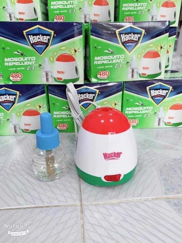 Đèn đuổi muỗi xông tinh dầu hacker + tặng kèm tinh dầu bạc hà hacker