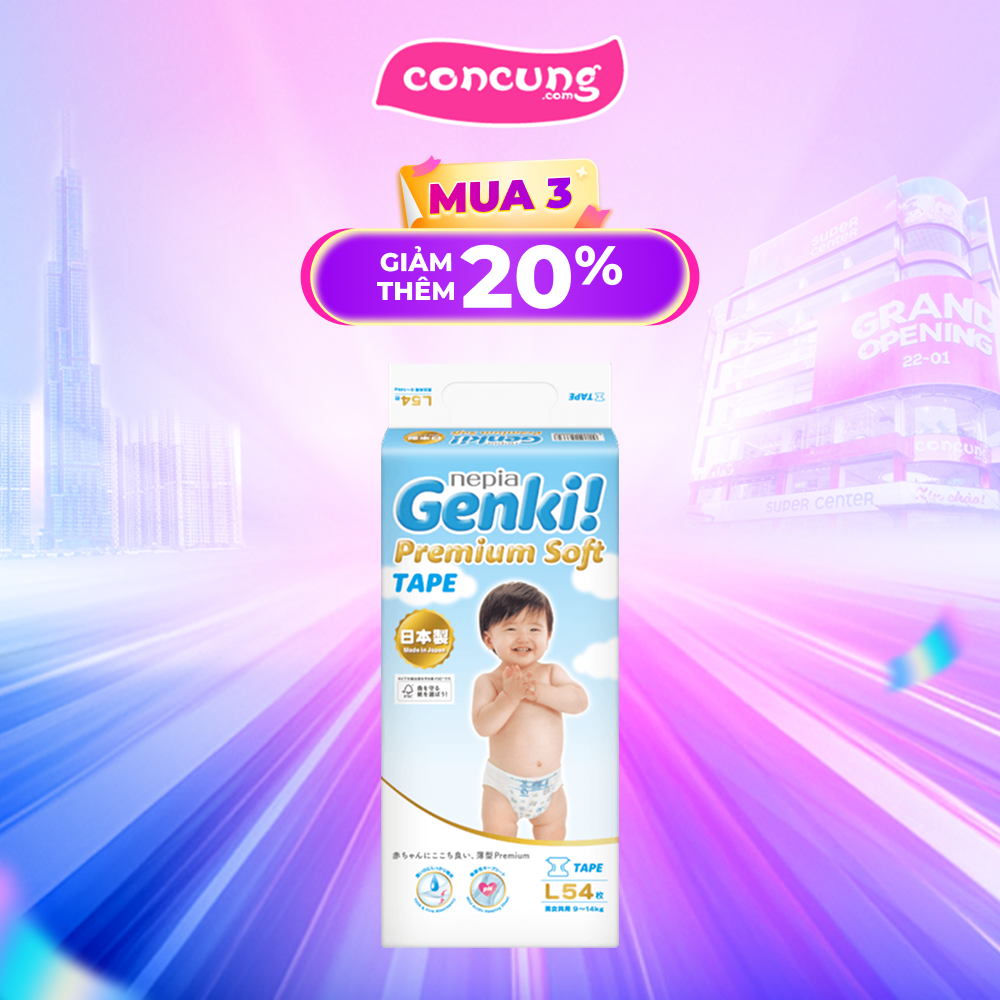  Tã dán Nhật Bản cao cấp Genki  L 54 miếng  