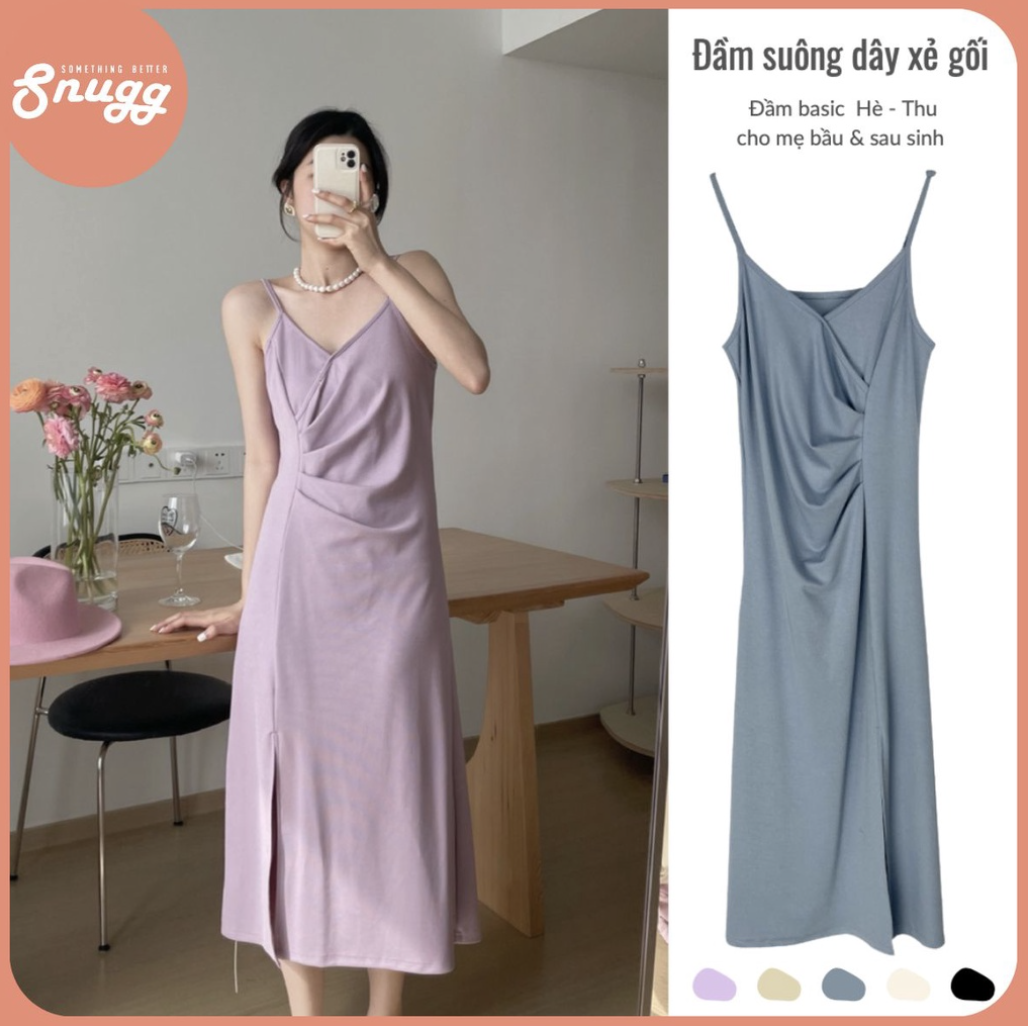Đầm bầu hai dây dáng a - best choice đầm basic hè - thu 2022 snu2150