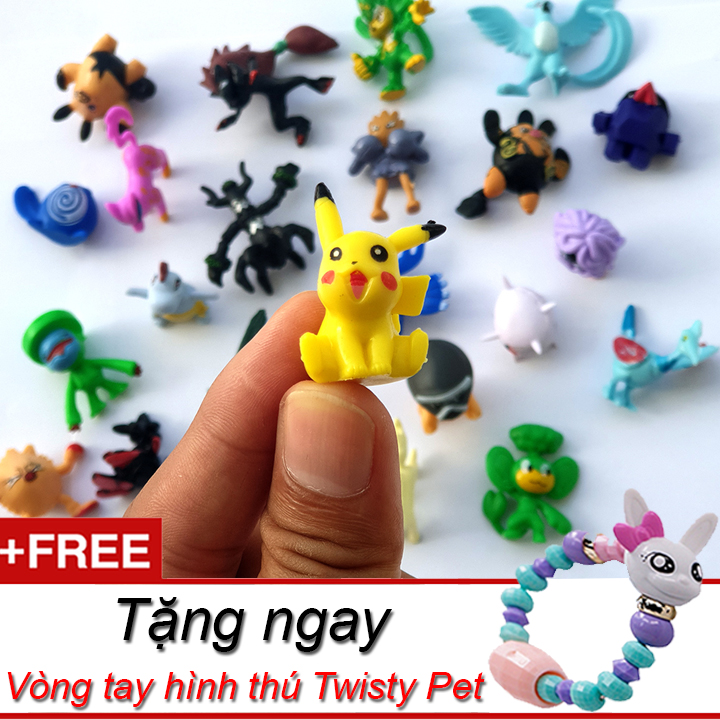 Mô hình đồ chơi nhân vật Pokemon Mega huyền thoại nhựa an toàn mini 3cm giá rẻ vô đối New4all tặng vòng đeo tay biến hình thú Twisty Petz