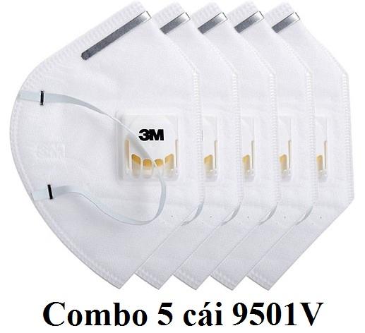 Combo 5 khẩu trang 3m 9501v có van thở lọc bụi siêu mịn pm 2.5, bụi siêu nhỏ
