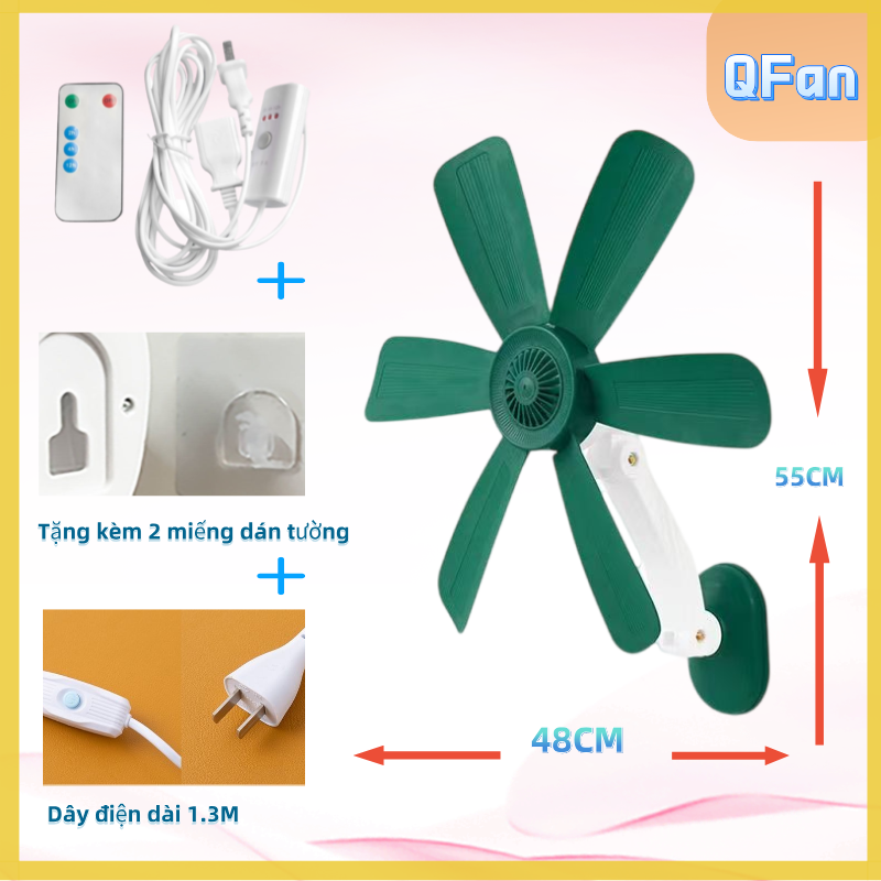 Quạt điện mini gắn tường không cần khoan , quạt treo tường, trần nhà, phòng bếp, tolet