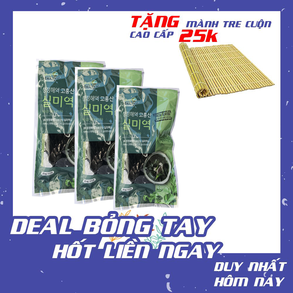 DEAL TIẾT KIỆM, com bo 3 gói rong biển nấu canh ăn liền K-Food 25g, lá rong biển hàn quốc khô ăn liền, tảo biển sấy khô, rong biển sợi, nguyên liệu nấu canh Hàn Quốc, thực phẩm ăn chay giảm cân, đồ ăn vặt Hàn Quốc.