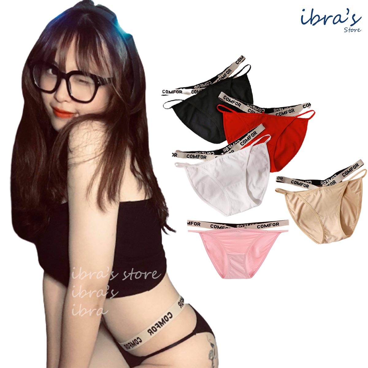 Quần lót cạp chéo nữ sexy xinh đẹp , set đồ lót cotton trơn quyến rũ cao cấp 5 màu , ibra's store ib057