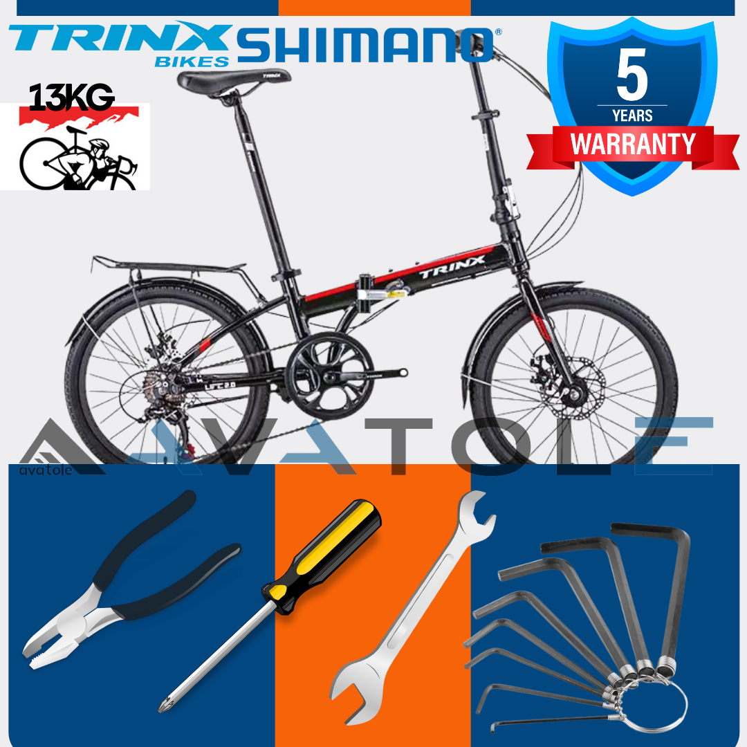 [HCM]Xe đạp gấp TrinX Life 2.0 Khung sườn hợp kim nhôm cao cấp Alloy 20"X283mm Trọng lượng 13kg Bộ truyền động Shimano 7 Tốc độ Vòng bánh 20in Dành cho bạn cao từ 1m35 Màu Trắng Đỏ Đen