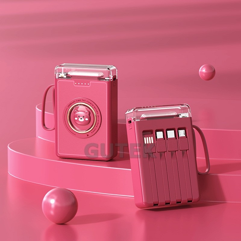 Sạc dự phòng 20000mah 10000mah sạc nhanh mini pin dung lượng lớn có sẵn dây sạc cho nhiều điện thoại - Gutek YM833