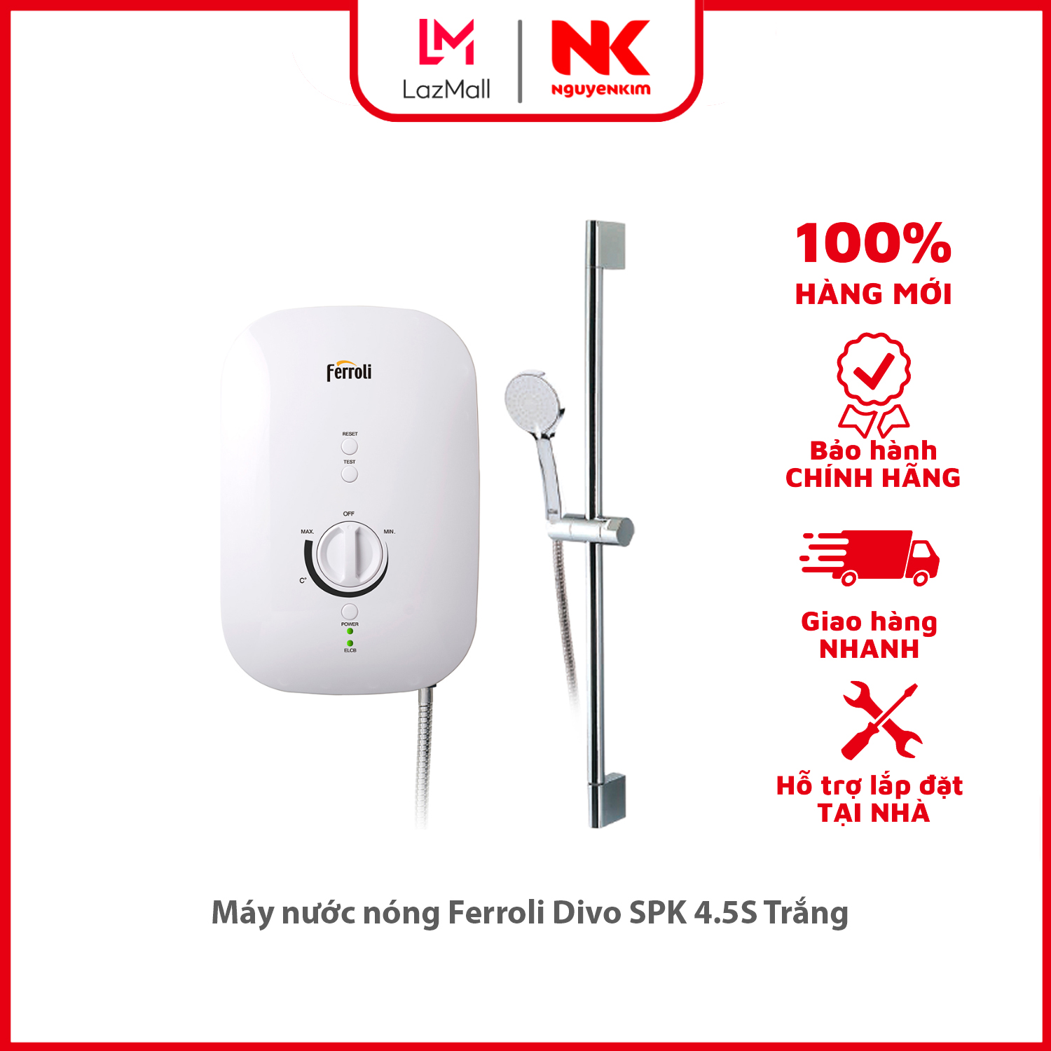 Máy nước nóng ferroli divo spk 4.5s trắng