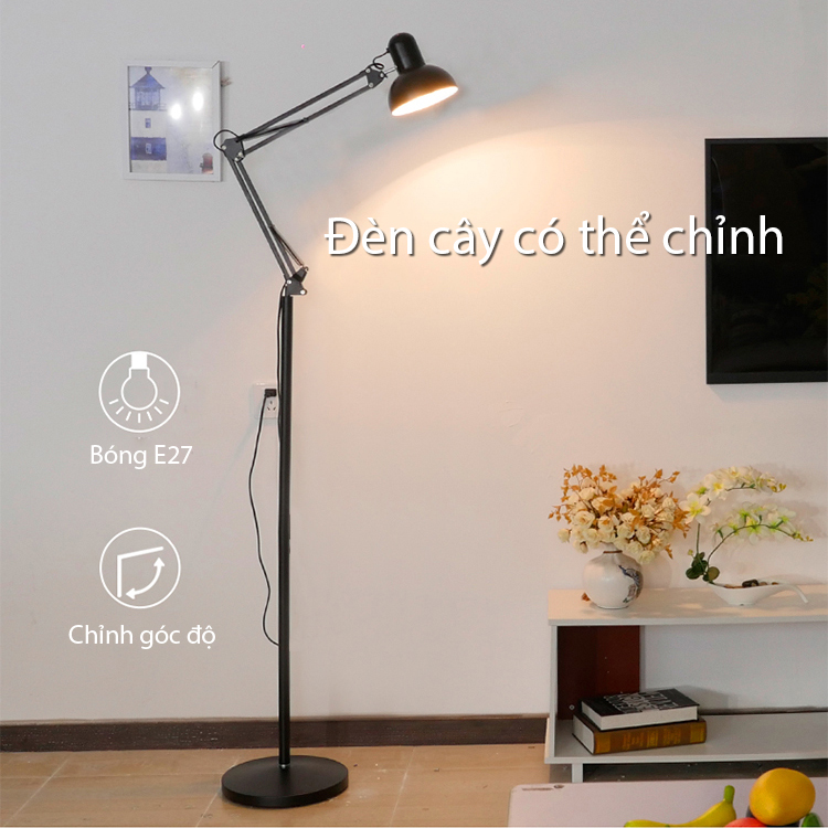 Đèn cây đứng trang trí nội thất phòng khách, phòng ngủ phong cách Châu Âu, đèn có 2 màu đen trắng, Vững chãi,giữ đèn luôn ổn đỉnh không bị xê dịch