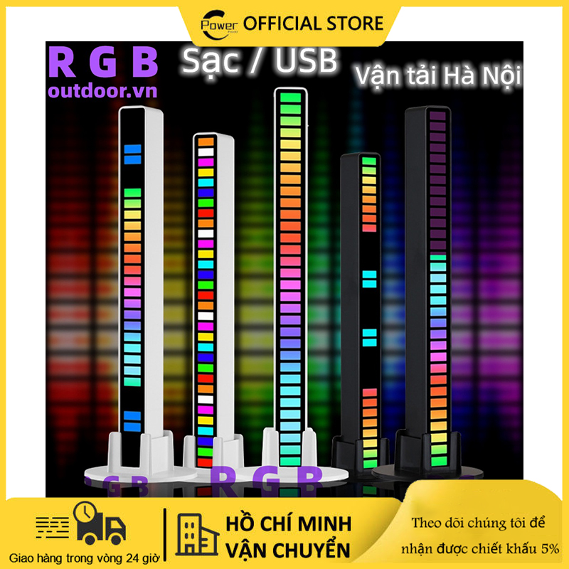 【HCM 24H Đèn flash âm thanh cảm ứng âm nhạc LED RGB 32 đèn LED 16 triệu màu thông minh cảm biến âm thanh trang trí