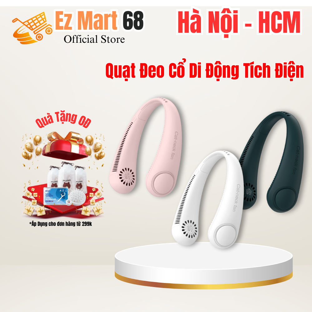 Quạt đeo cổ di động tích điện không cánh 3 tốc độ, gió đảo chiều 360 độ, tốc độ gió mạnh dây sạc usb. quạt quàng cổ, quạt tích điện, quạt tích điện mini