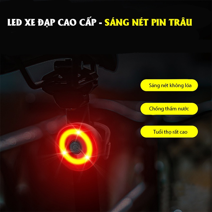 Đèn led tròn gắn xe đạp, balo phượt - pin trâu 8h