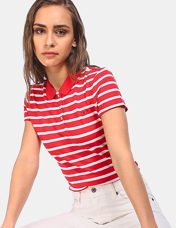 Áo polo sọc nữ Tommy Hilfiger size S