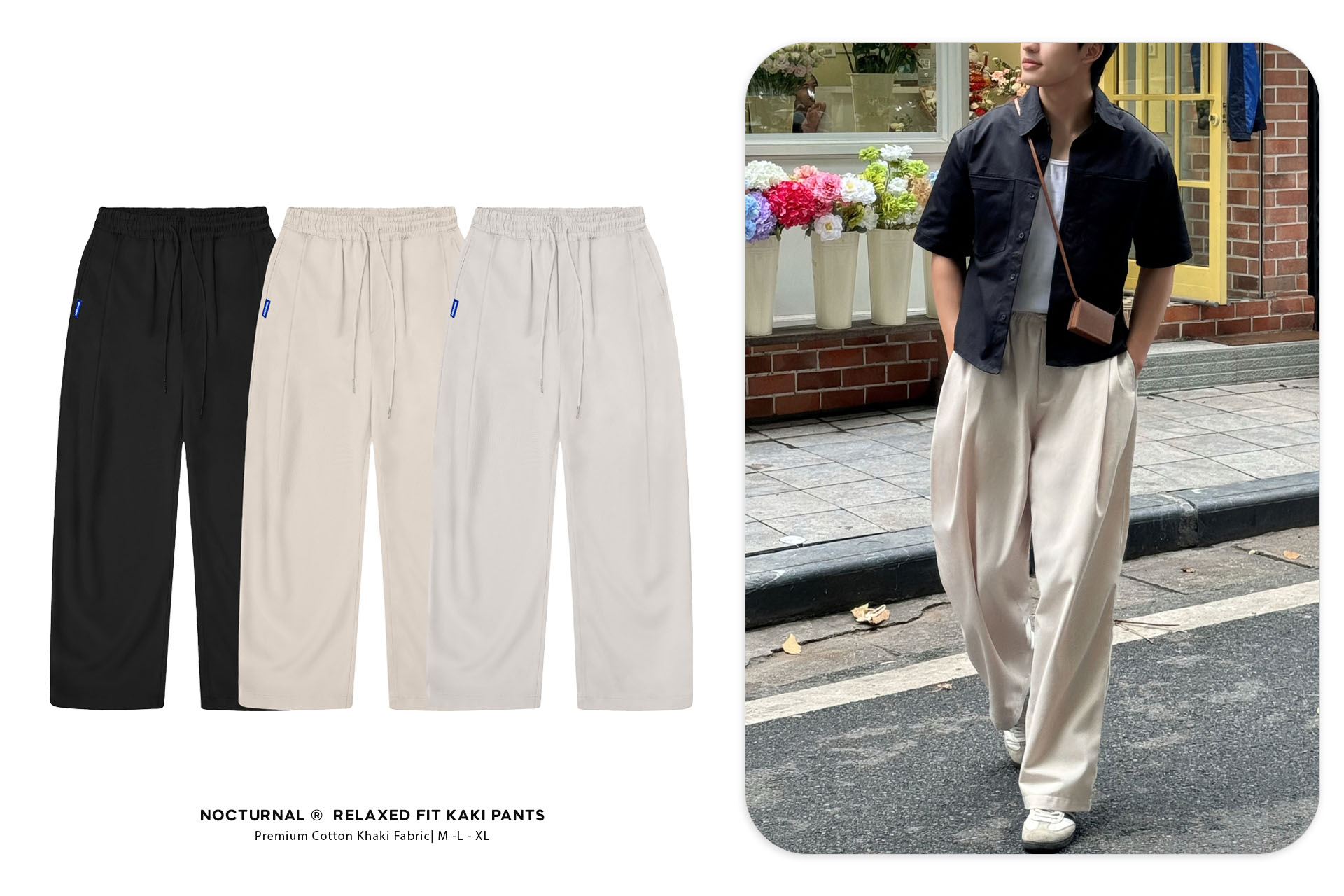 Quần Kaki Xếp Li Ống Suông NOCTURNAL Relaxed Fit Kaki Pants Unisex Nam Nữ Local Brand