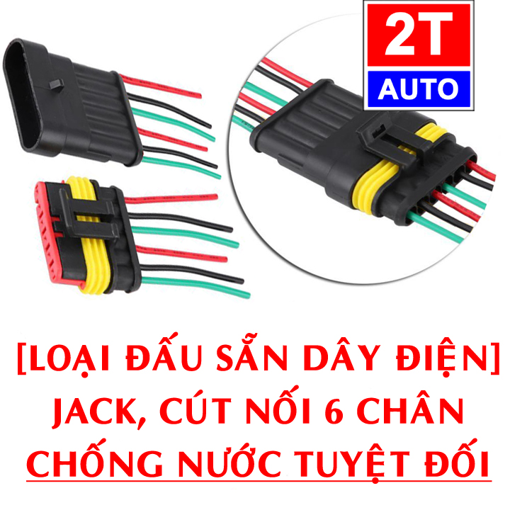 [LOẠI ĐẤU SẴN DÂY] Đầu cút jack giắc nối dây điện 6 chân chống nước dùng cho xe máy xe hơi ô tô