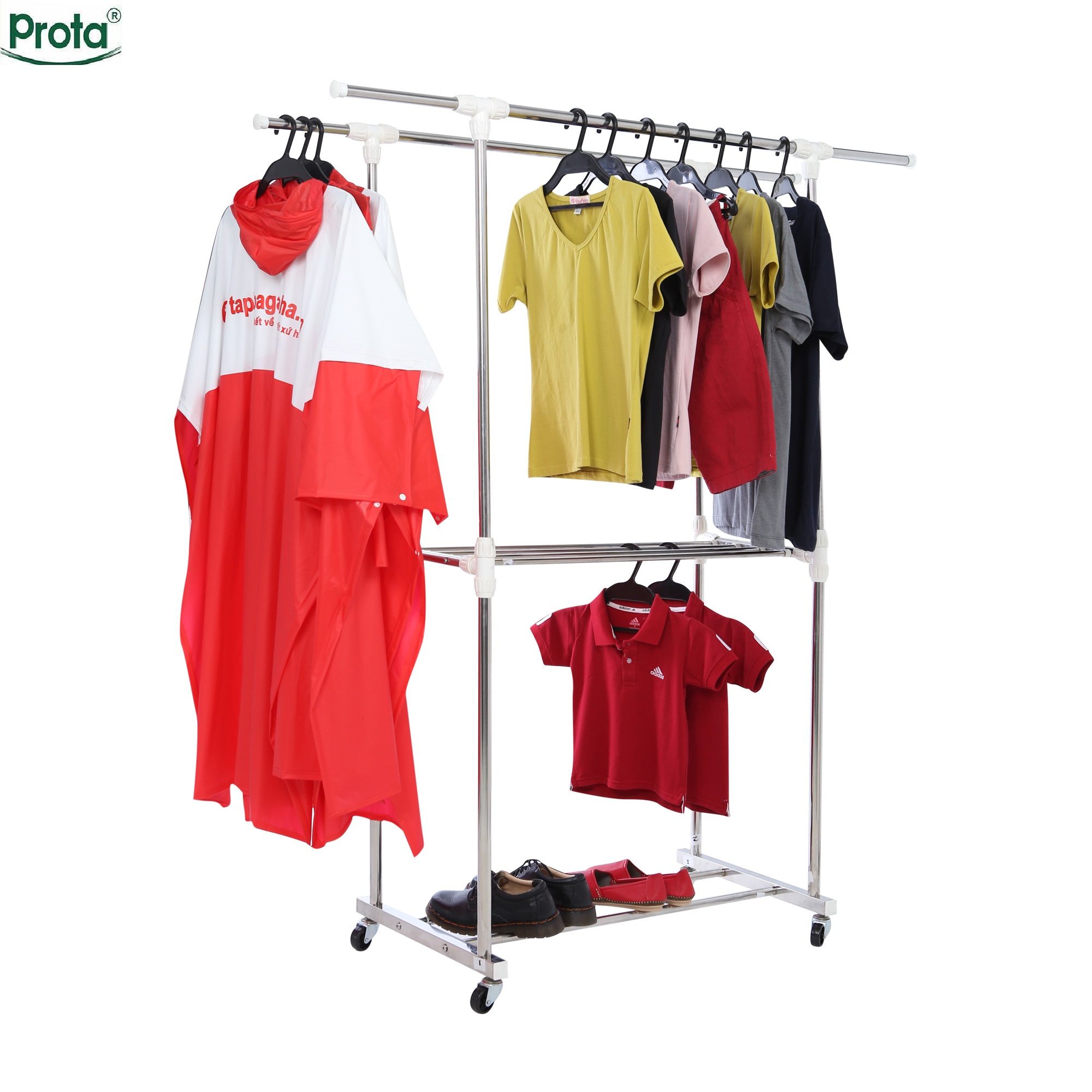 Giàn phơi đôi cao cấp kèm giàn phơi khăn Prota PT-901A - Giàn phơi quần áo, giá phơi quần áo, sào phơi đồ lắp ráp