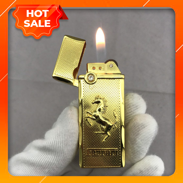 Hột Quẹt Bật Lửa gas đá Fer..rari khắc ngựa