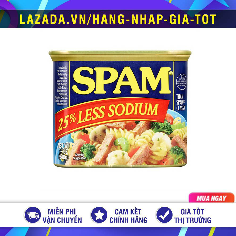 Thịt nguội đóng hộp spam 25% less sodium 340g mỹ