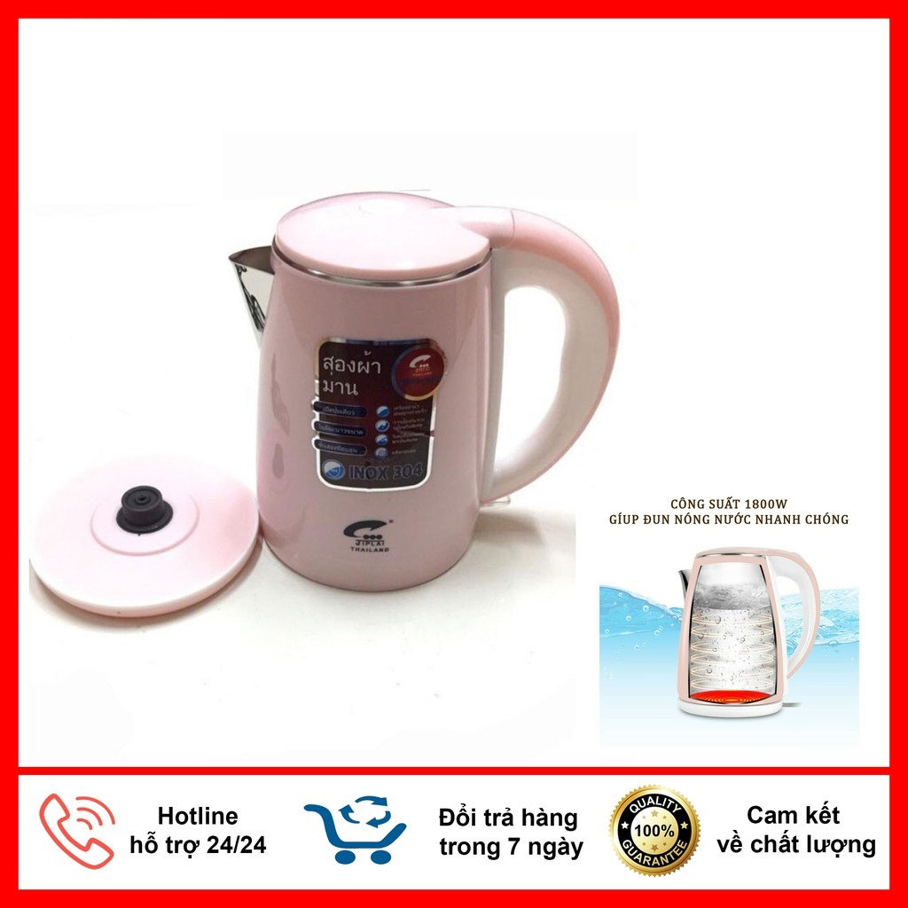 Ấm điện 2 lớp giữ nhiệt tốt - Bình siêu tốc loại to 2,5L công suất 1800W đun sôi cực nhanh, tự động ngắt khi nước sôi, có đèn báo an toàn - Ấm đun nước ruột inox 304 siêu bền, BẢO HÀNH 1 ĐỔI 1