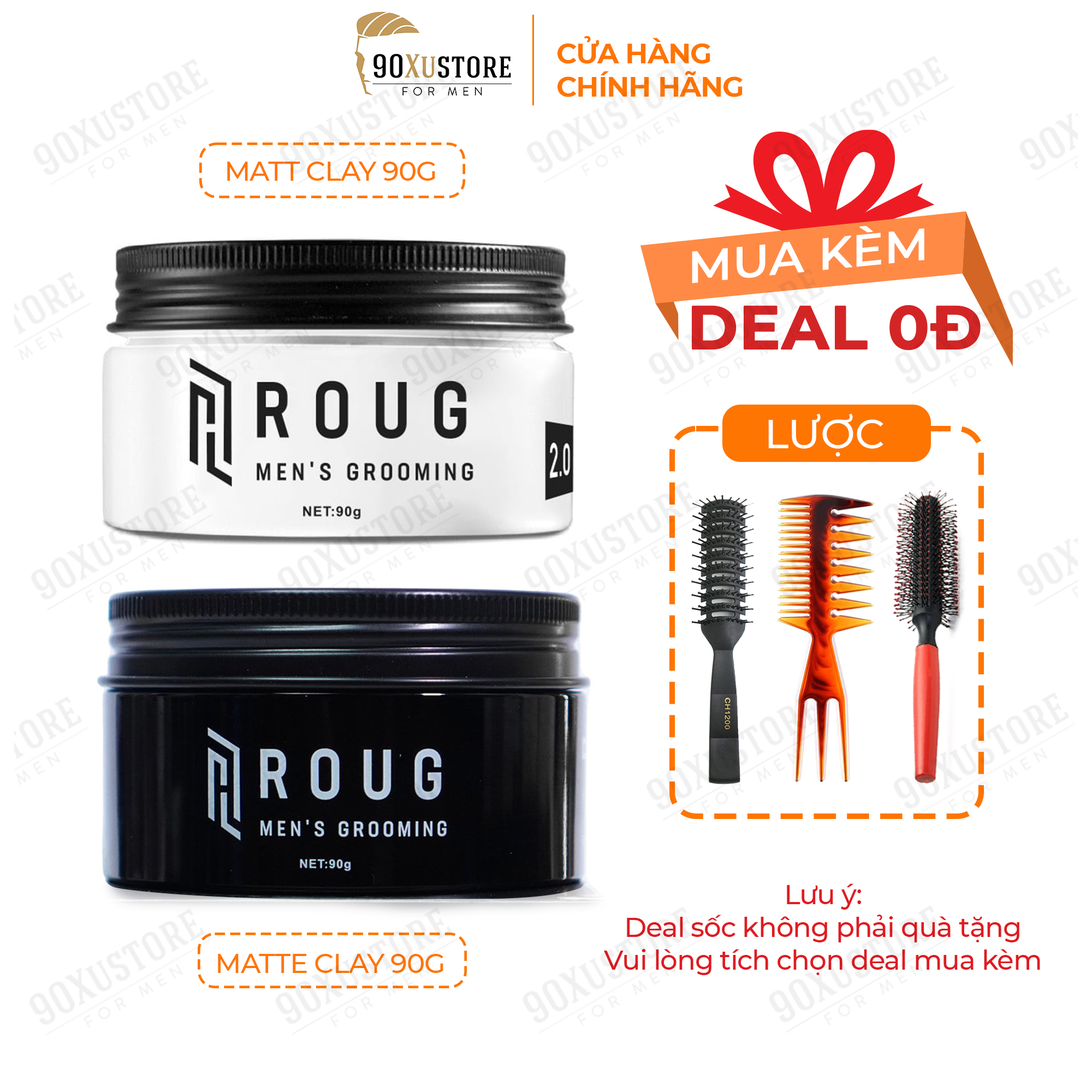 Sáp vuốt tóc nam Roug Matt Clay , Matte Clay , tạo kiểu tóc , giữ nếp tóc