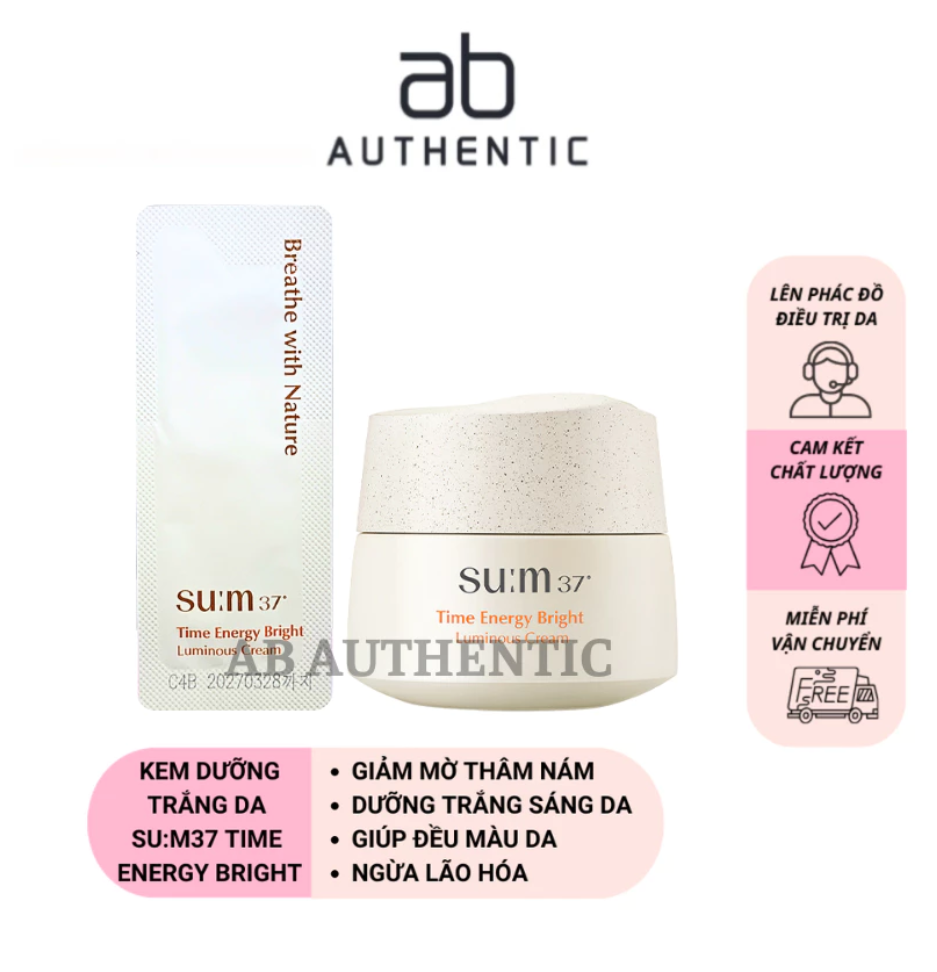 Combo 10 Gói sample Kem dưỡng Sum trắng nám, tàn nhang Time Energy Luminous Cream - AB Authentic