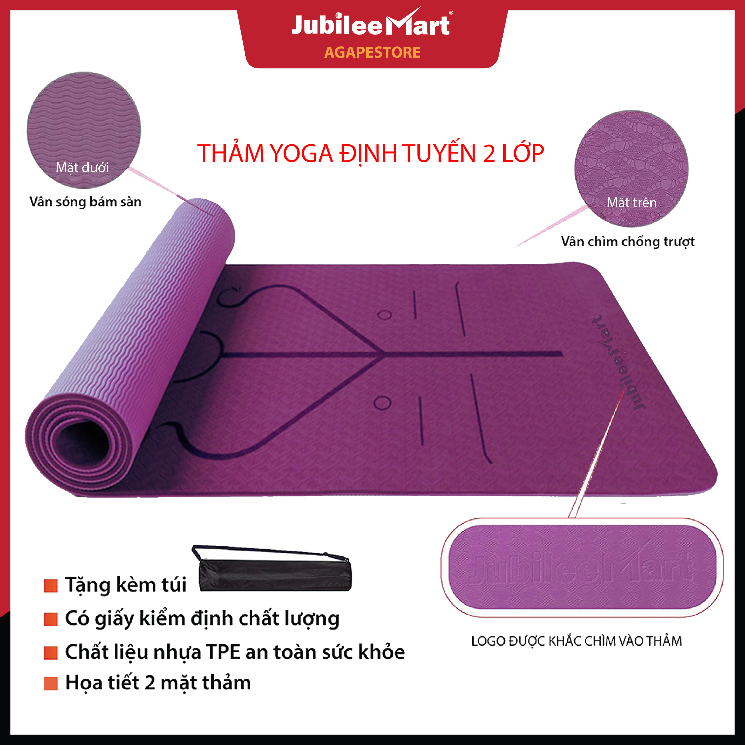 [TẶNG KÈM TÚI]  Thảm tập yoga, gym đinh tuyến 2 lớp TPE 6mm cao cấp, Thảm chống chống trượt, Thảm Tập Yoga Loại Xịn Tập Thế Dục Tại Nhà, Đàn Hồi tốt, Tăng cường sức khỏe