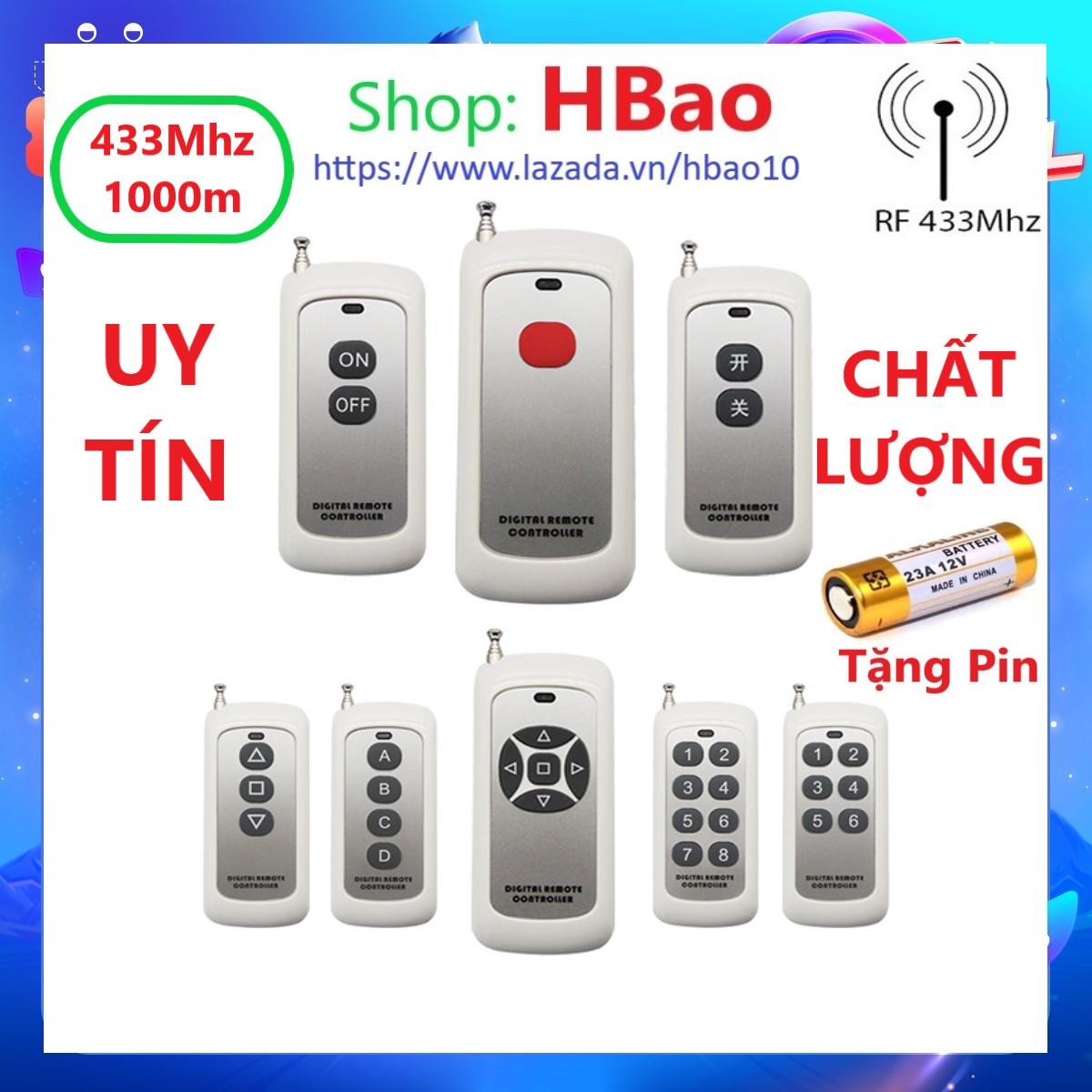 Remote Tay điều khiển từ xa không dây RF 433Mhz 1000m Thích Hợp Với Công Tắc Thông Minh Tuya và nhiều thiết bị khác