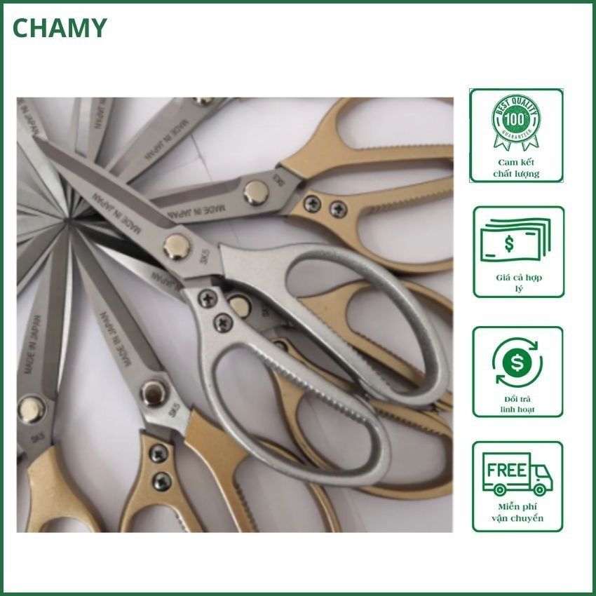 Kéo inox nhật , kéo nhà bếp đa năng, cắt thịt, cắt gà siêu sắc tiện lợi - màu giao ngẫu nhiên