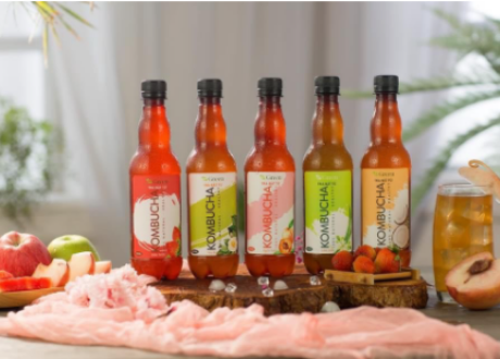 Trà lên men - kombucha hoa quả - vgreen - chai pet 330ml