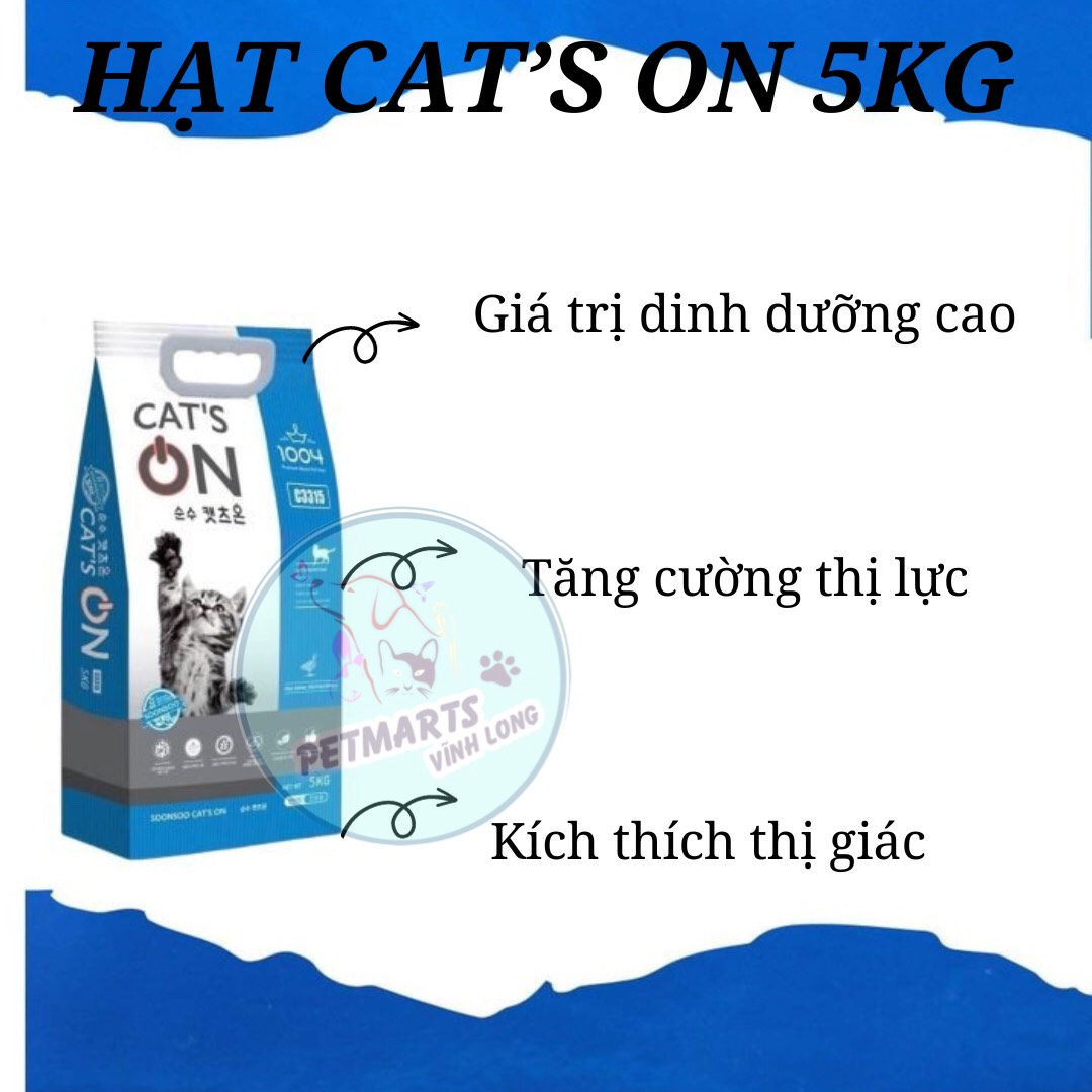 Thức ăn hạt cho mèo cat’s on hàn quốc bao 5kg mọi lứa tuổi