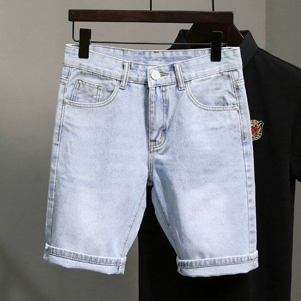 quần short jean nam xanh trơn MẪU MỚI hot,quần bò jean nam ngắn thời trang chất jean dày mềm co giãn KAYSTORE