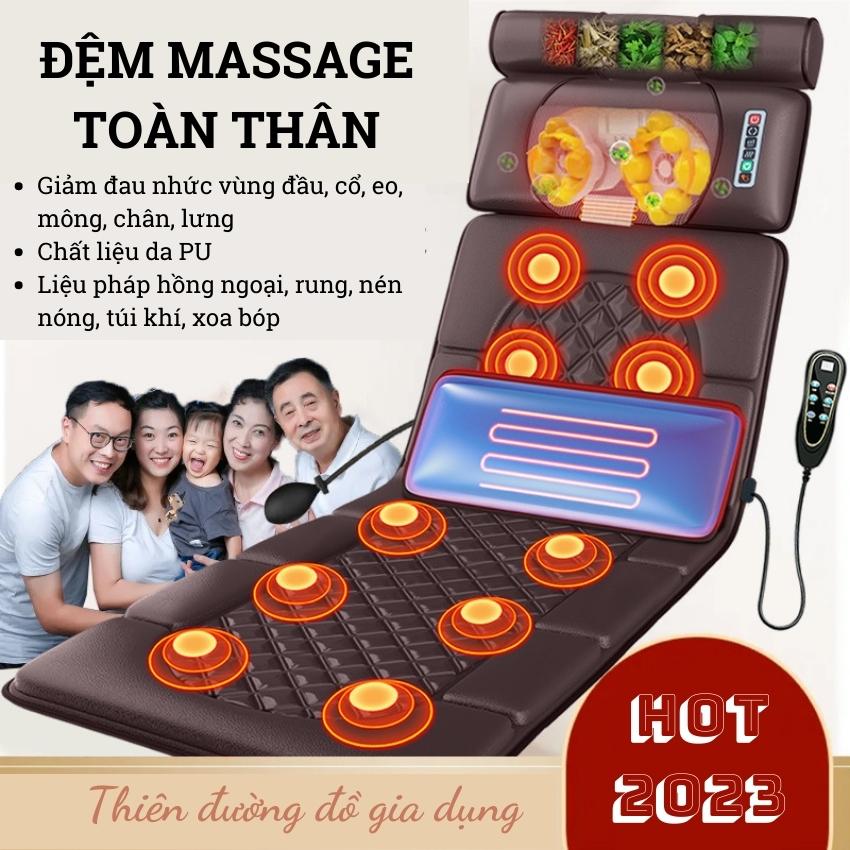 Nệm mát xa, đệm mát xa, nệm massage toàn thân, đệm massage toàn thân,đệm massage ghế điện tại nhà, massage cột sống cổ đa chức năng, matxa toàn thân vai, cổ, eo... - Hàng chính hãng - Bảo hành 6 tháng