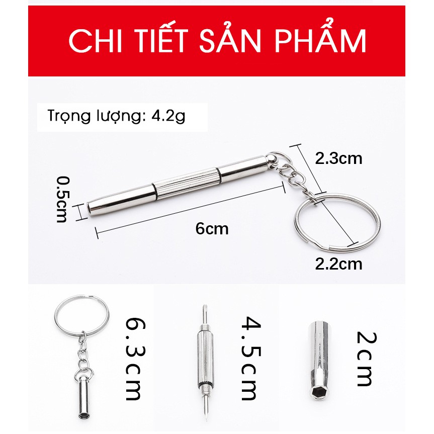Tô vít mini 2 đầu tô vít sửa kính chuyên dụng, tua vít sửa kính nhỏ gọn tiện lợi- có móc treo chìa k