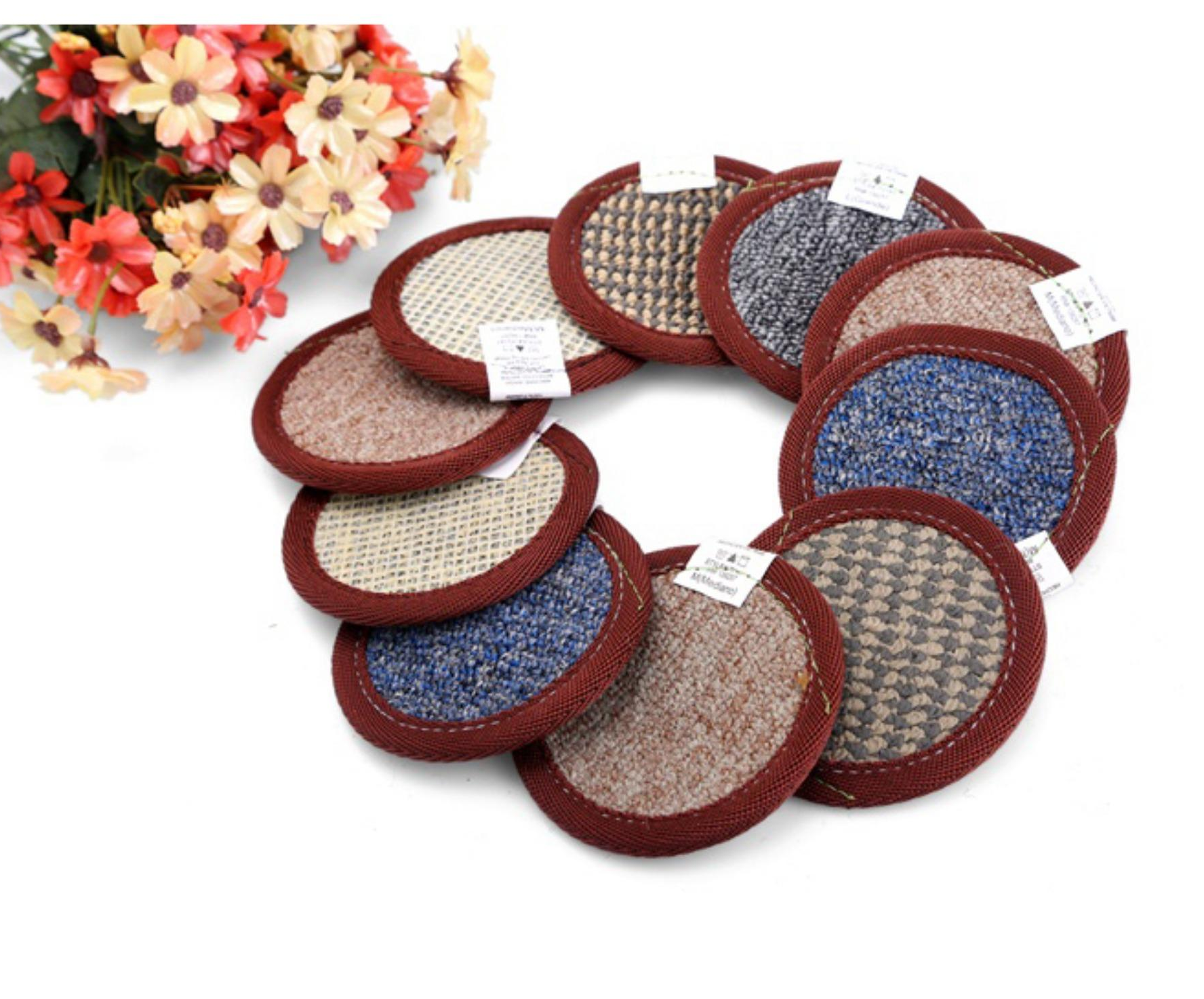 [ SET 30 CÁI ] Đế lót ly tròn vải nỉ dày 2 lớp chống trượt tiện lợi nhiều màu cao cấp 10cm