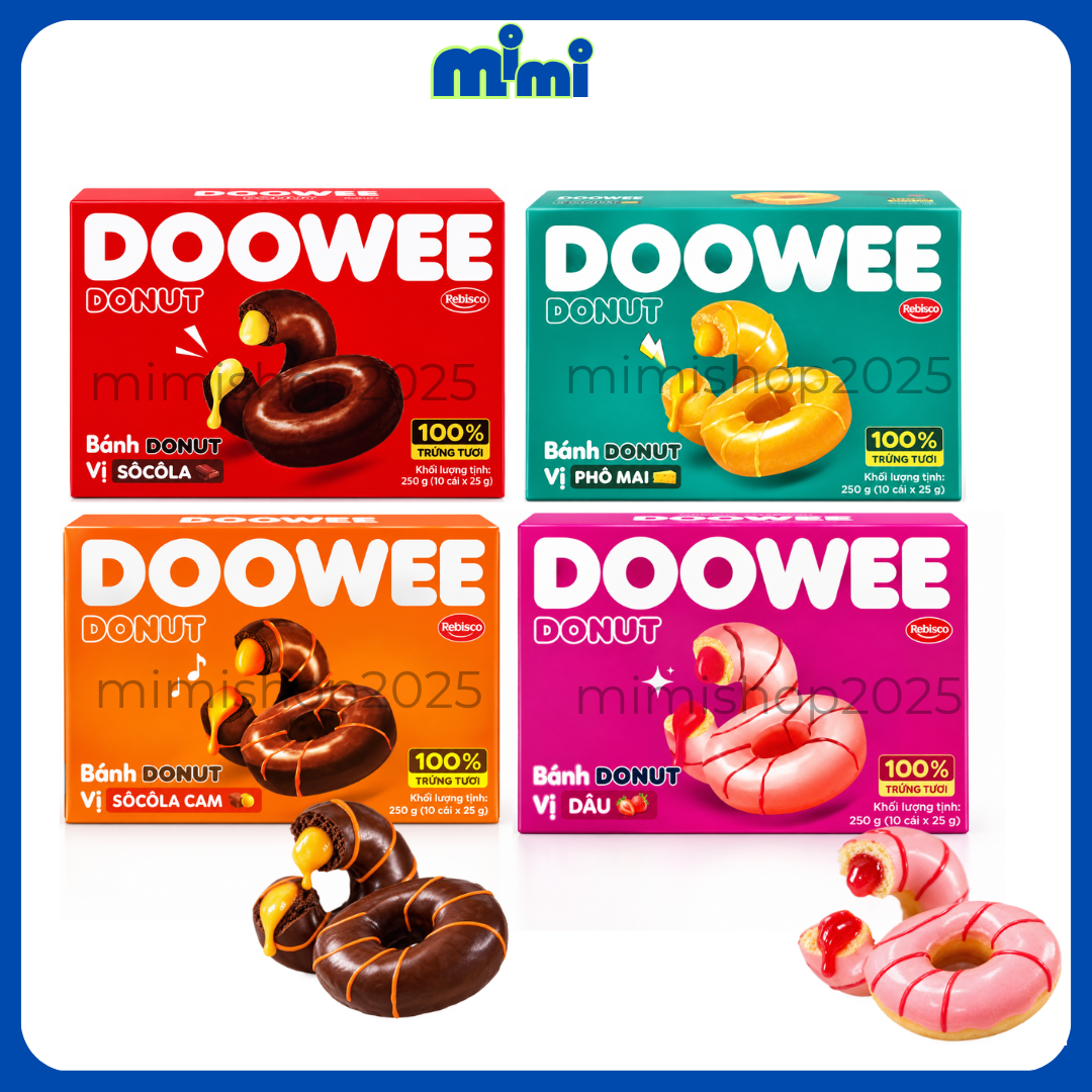 Bánh Doowee Donut Phủ Nhân Kem (Hộp 10 cái)