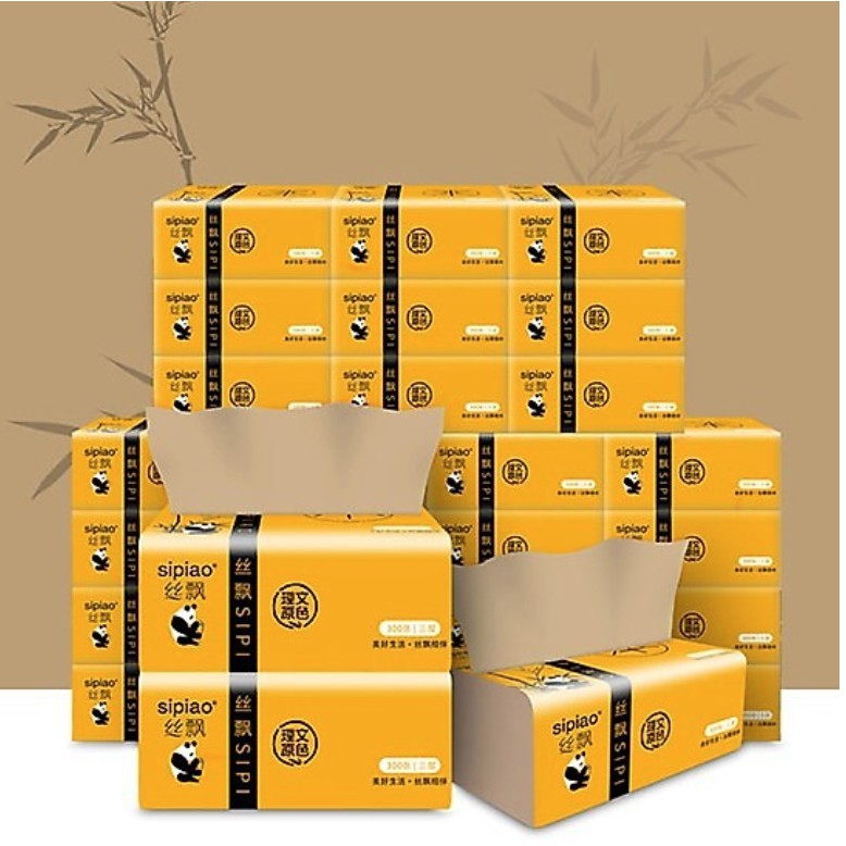 Thùng 30 gói giấy ăn gấu trúc siêu dai - 1 gói 300 tờ