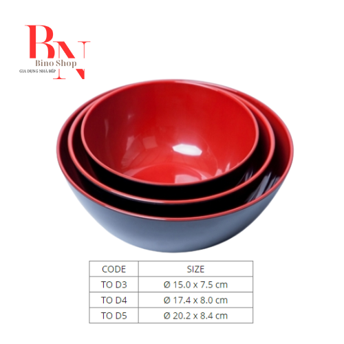 Tô Nhựa Bún Phở Lớn 2 Lơp Đỏ Đen